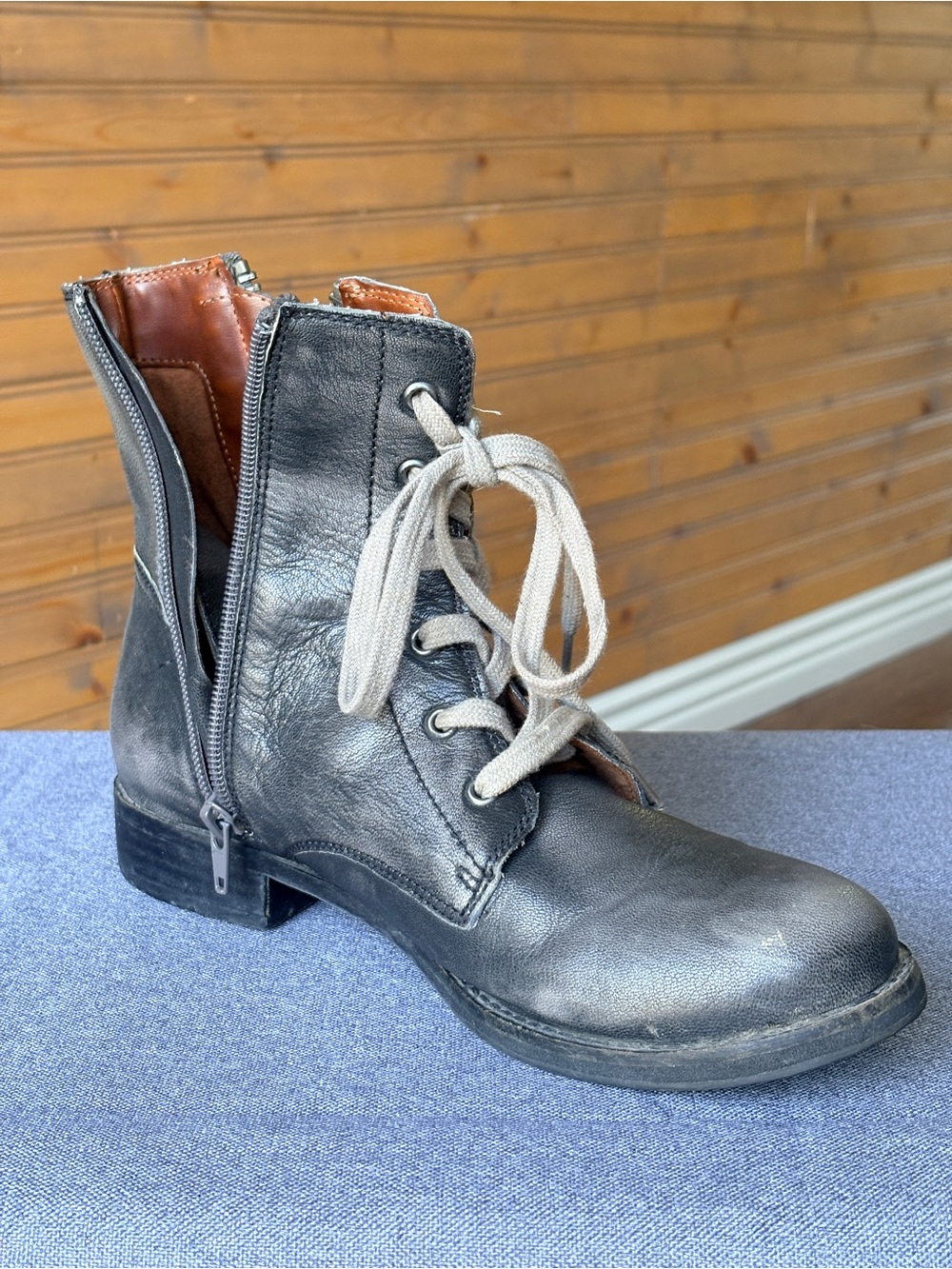 MIA Heritage Fatina Distressed Leather Combat Boots - Picture 16 of 16